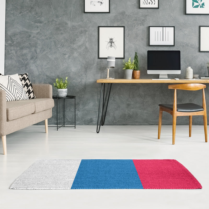 Tapis à rayures bleu/rouge, Rectangle 7 pi x 5 pi