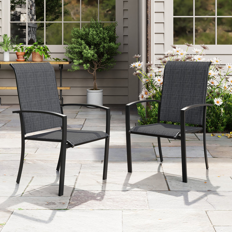 Chaises de salle à manger d'extérieur pour patio, Noir
