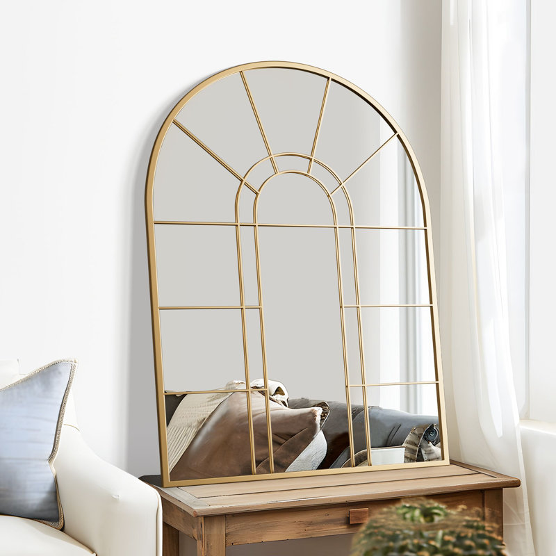 Barreto Arch Window Pane Metal Wall Mirror