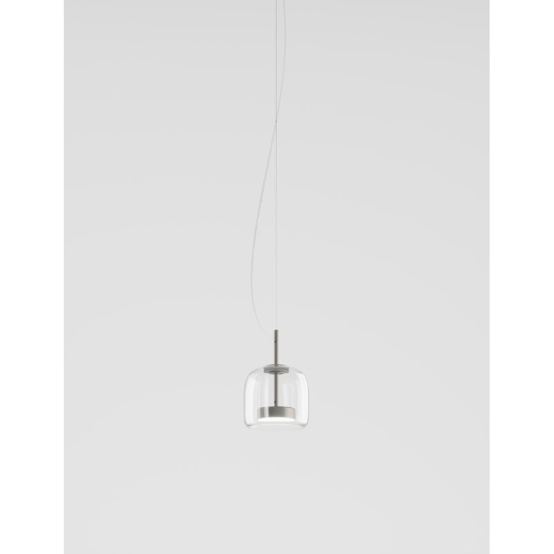 Jube 1 - Light LED Pendant, 85" H x 7" W x 7" D, Crystal Transparent, Matte Steel