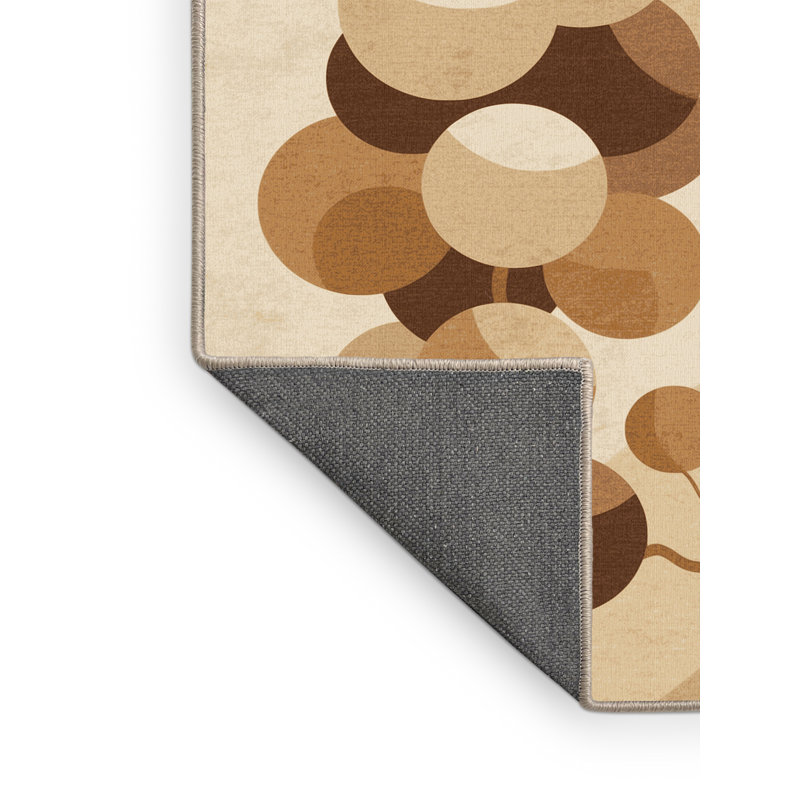 Tapis moelleux moelleux et moelleux à motif raisin de luxe beige - Reliure beige, 4 x 6