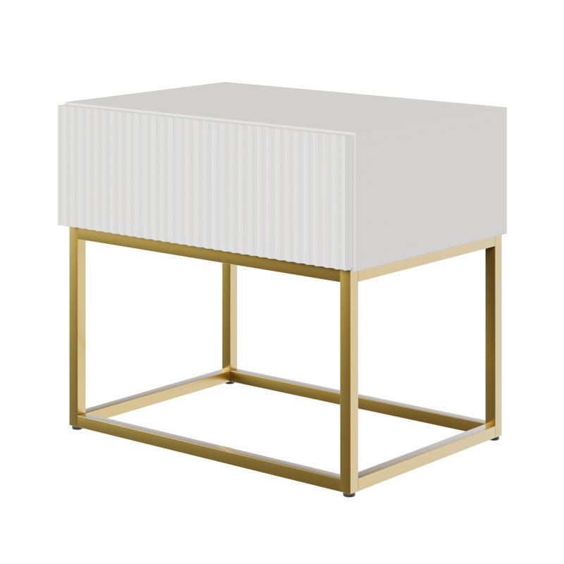 Atahan 50cm W Steel Bedside Table, White