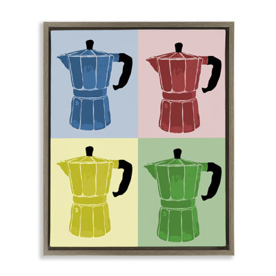 «Coffee Espresso Pop Style», art mural encadré sur toile flottante par Daniela Santiago