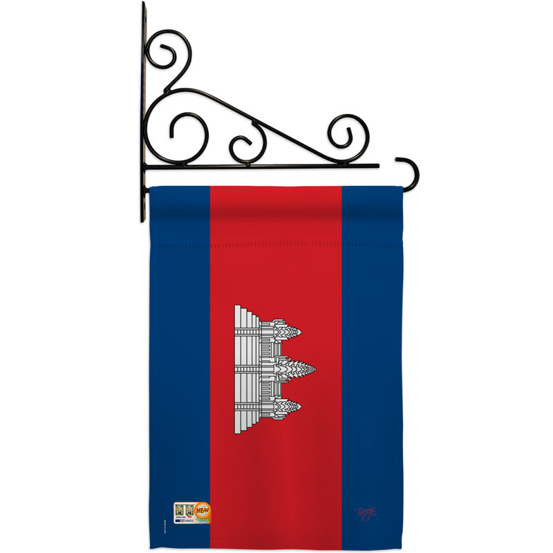 Polyester à 2 faces 19 x 13 po cambodia ensemble de drapeaux