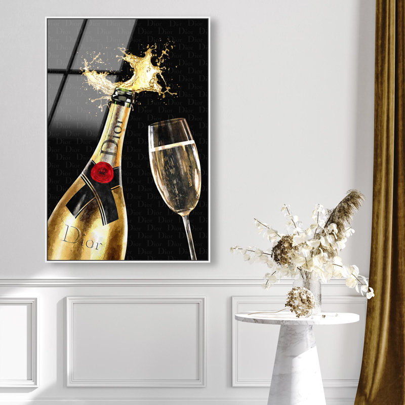 Oliver Gal Sip in Style Glam & Bar - Framed Acrylic Glass Wall Art, 46" H x 31" W, White