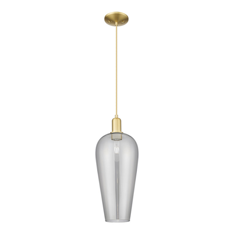 Mini-luminaire suspendu 1 lumière Chelsea, Gris fumée clair, Cuivre antique