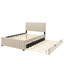 Lit plateforme double en velours avec lit gigogne-1329341005
