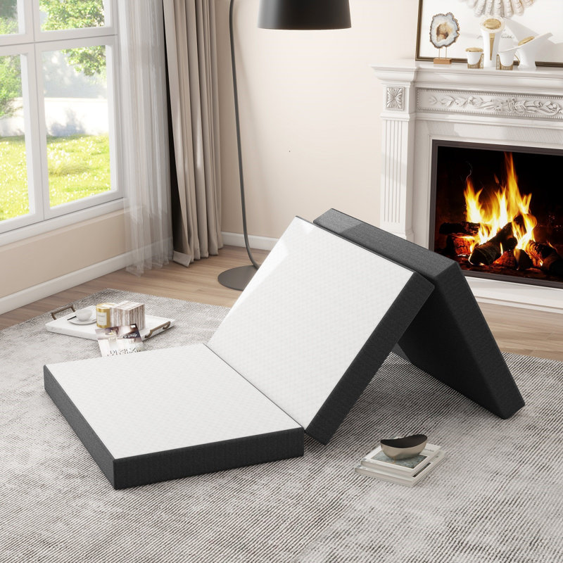 Foldable Mattress, Memory Foam Trifold Mattress Portable With Cover For Guest/Caravan/Camping, Full, 4"