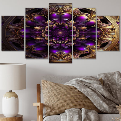 Mandala céleste en mauve mystérieux, impression d'art sur toile - 5 panneaux