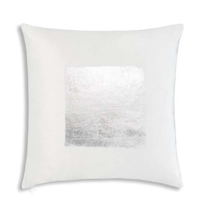 Verona Square Velvet Pillow Cover & Insert, Ivory/Silver