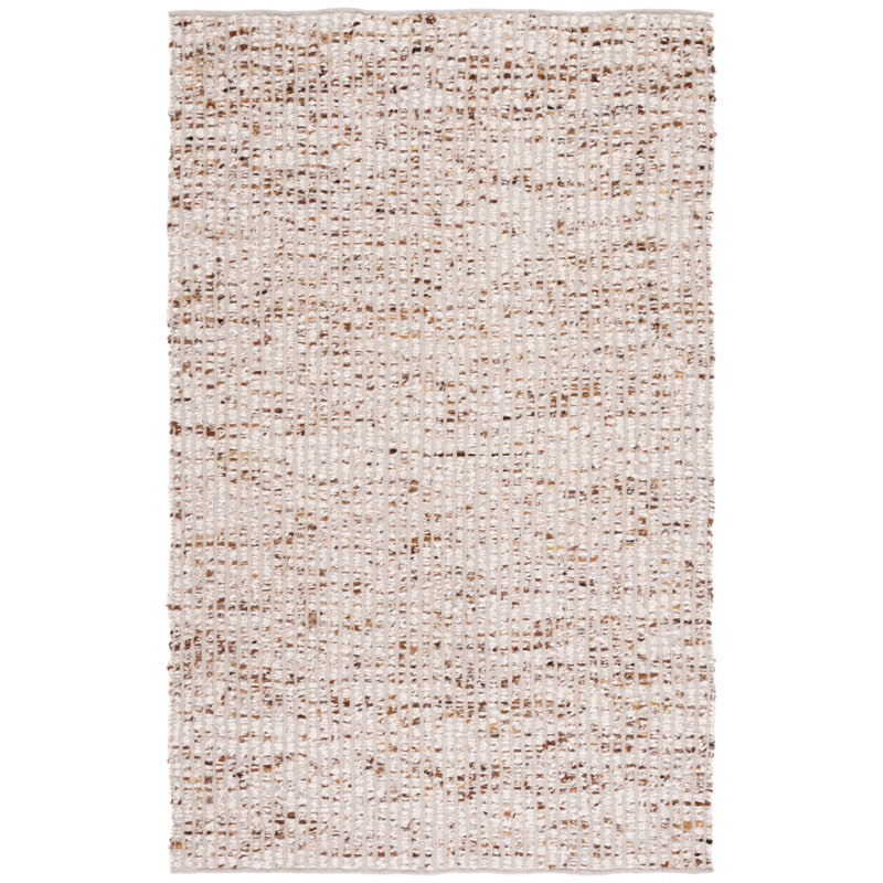 Ivory Beige Flat Woven Handmade Wool Area Rug, 3' x 5'