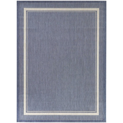 Wyrick Blue Border Patio Indoor/Outdoor Area Rug