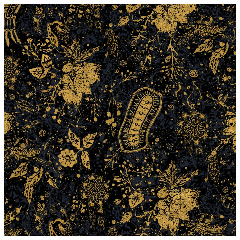 Édredon doré à motif floral, Très grand lit