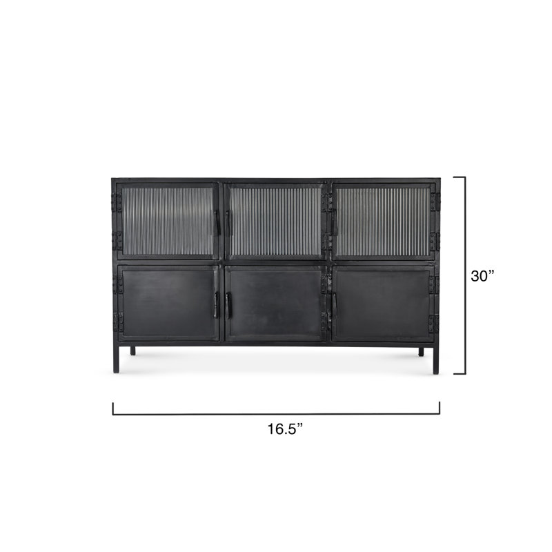 Black Metal and Glass 50'' Industrial Sideboard with Storage