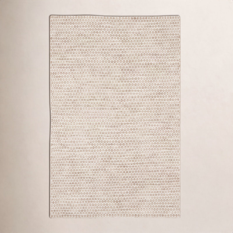 Tapis beige en laine tissé à la main à plat Midford, Rectangle 6 pi x 9 pi