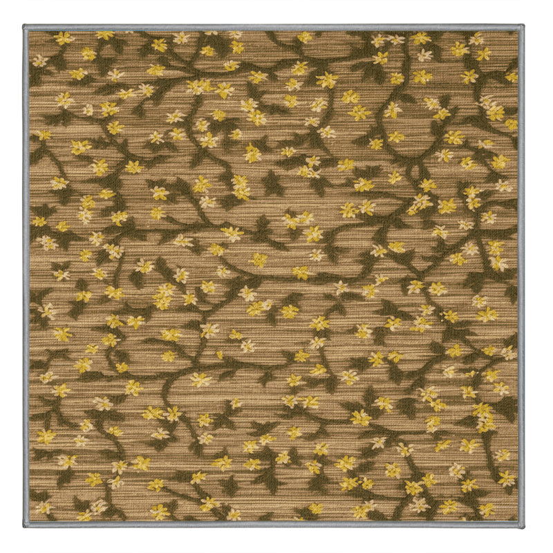 Tapis botanique brun lavable à la machine, Carré 3 pi