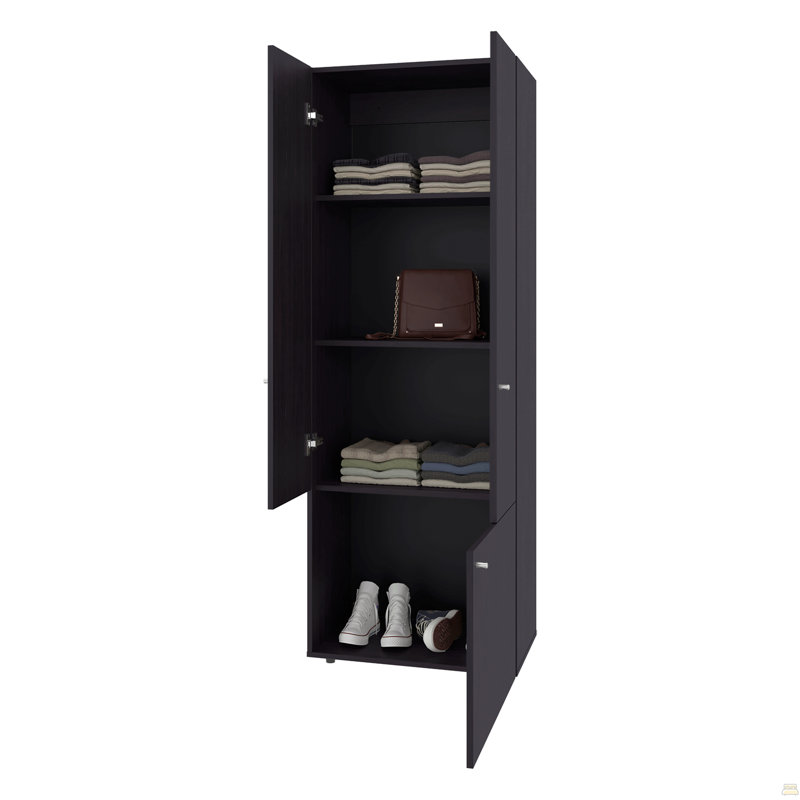 H 66,9 po, 3 portes, 3 tablettes, Noir