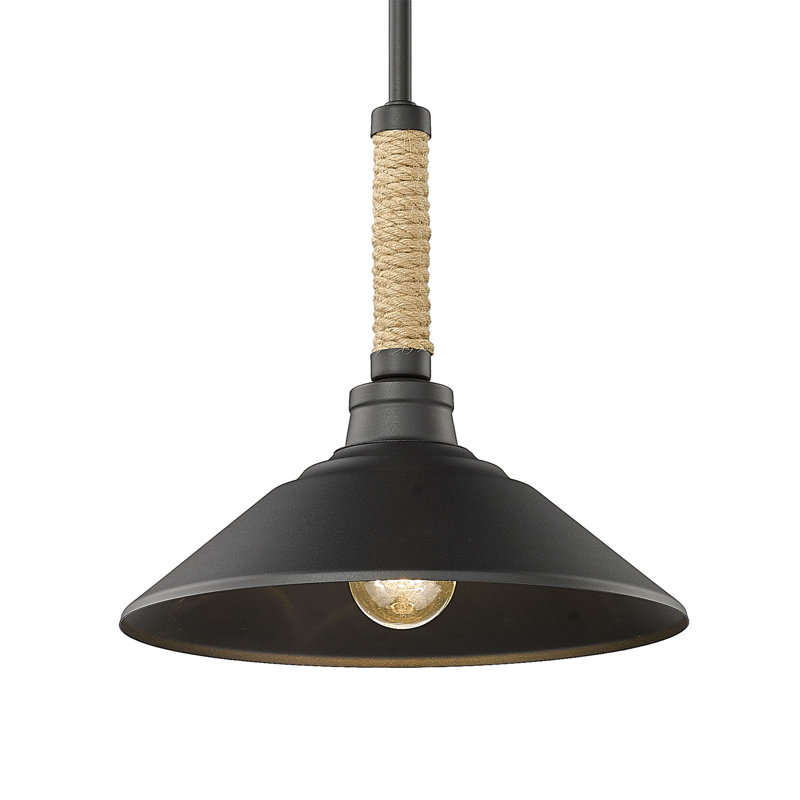 Luminaire suspendu conique noir naturel à 1 lumière Chiyoda