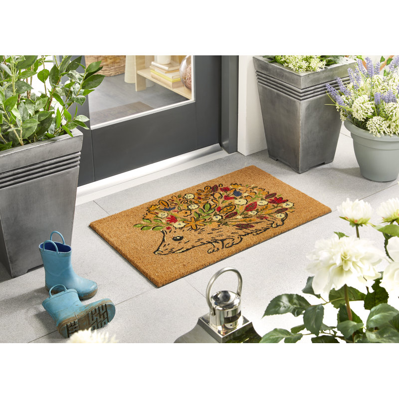 Indoor / Outdoor Coir Floral Hedgehog Mat