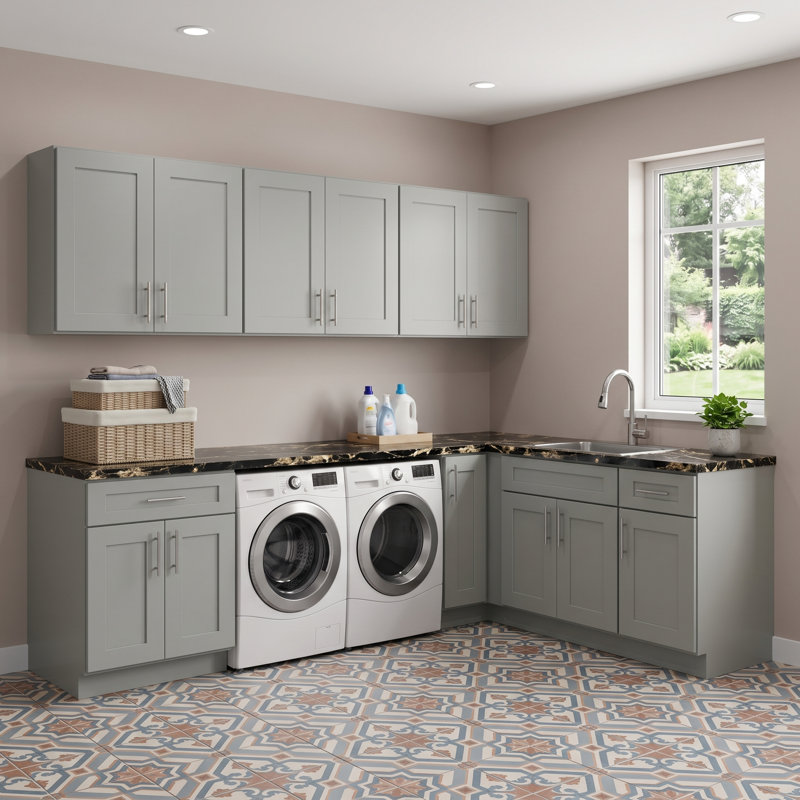 Armoire de cuisine Modern Shaker, cadre en bouleau massif et boîte en contreplaqué, glissières et charnières à fermeture en douceur, tailles modulaires pour une disposition personnalisée (12 po à 36 po)