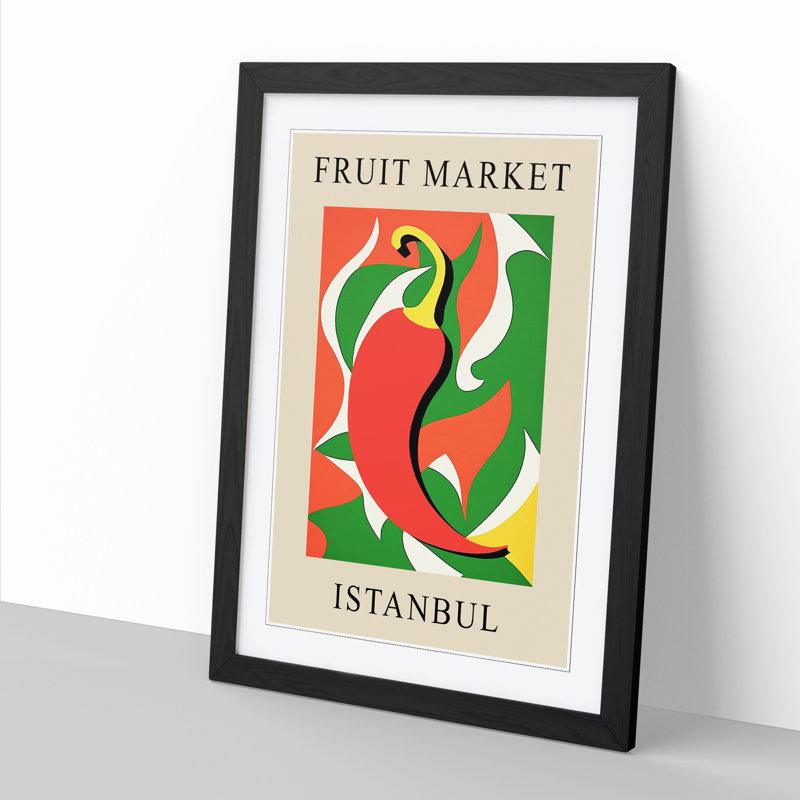 Istanbul Fruit Market Exhibition Red Chili Pepper - Single Picture Frame Print on Wood, 46cm H x 34cm W x 2cm D