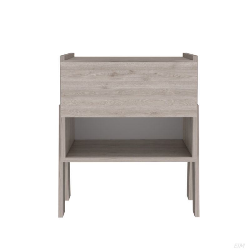 Nightstand Ferku, Open Shelf, One Drawer, Gray