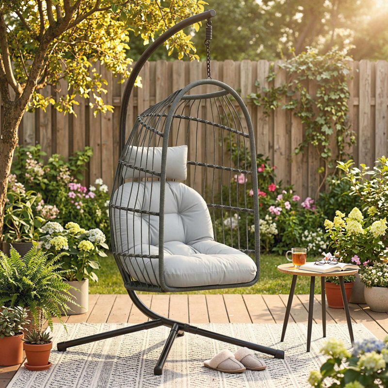 Rattan Swing Chair, Grey