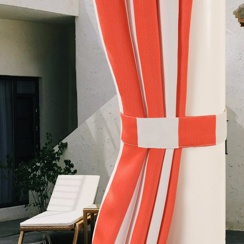 Stripe Outdoor Tab Top Panel, Tangerine, 52" W x 96" L