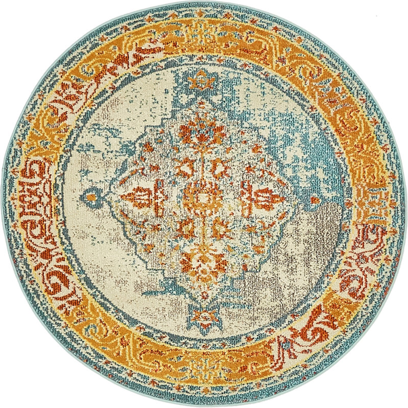Jahanna Washable Oriental Indoor Rug, Round 4'1"