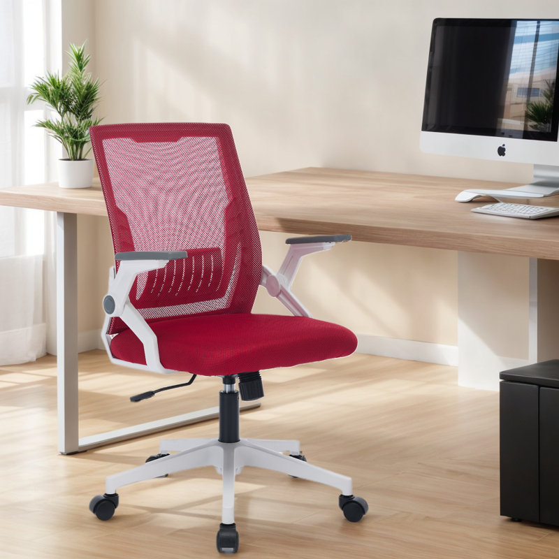 Chaise de bureau ergonomique Bleona, Rouge, Blanc