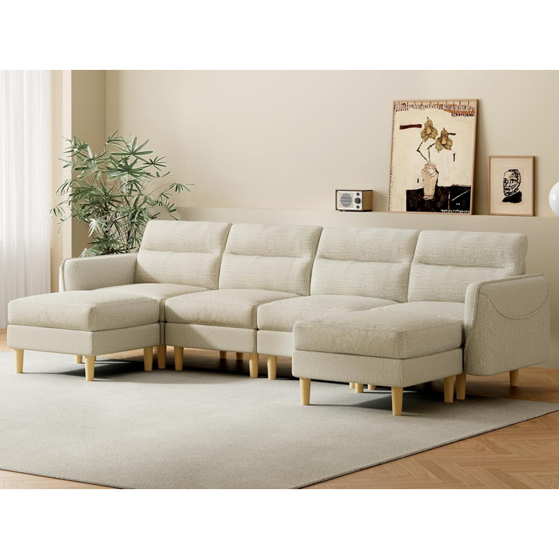 Canapé modulaire convertible 6 pièces 6 pièces, Blanc