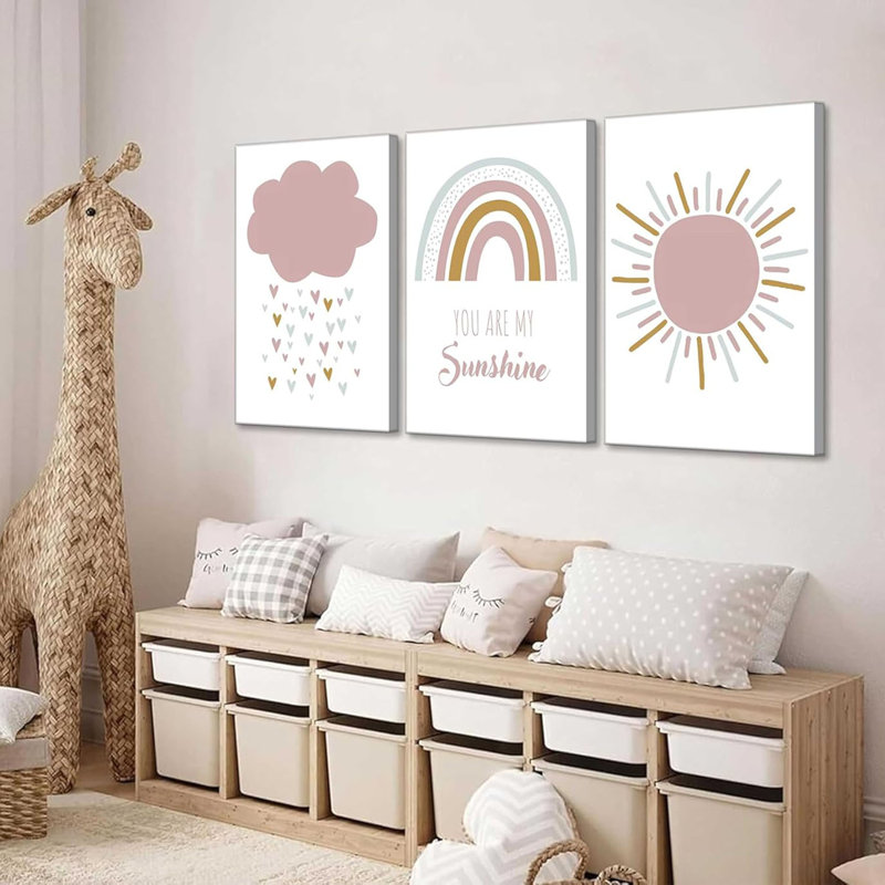 3 pièces Boho chambre d'enfant, art mural You Are My Sunshine