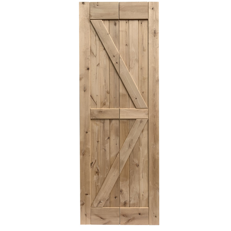 Unfinished Wood Panel Bi-Fold Barn Door with Folding Installation Hardware, 30 po x 84 po, Unfinished, 2