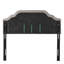 Grand lit et tête de lit double en tissu gris - touche contemporaine avec capitonnage à boutons et garniture cloutée délicieuse