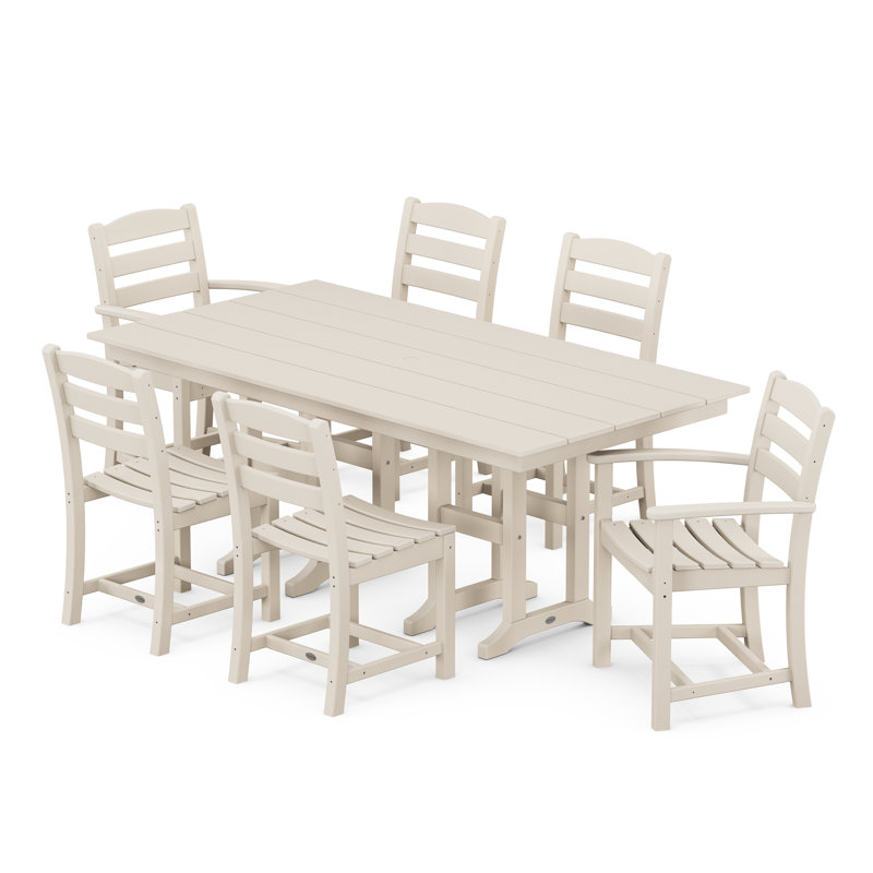 La Casa Café 7-Piece Farmhouse Dining Set, Sand