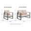 Ensemble de meubles de patio 3 pièces en aluminium gris foncé avec coussins beiges, canapé et fauteuil club