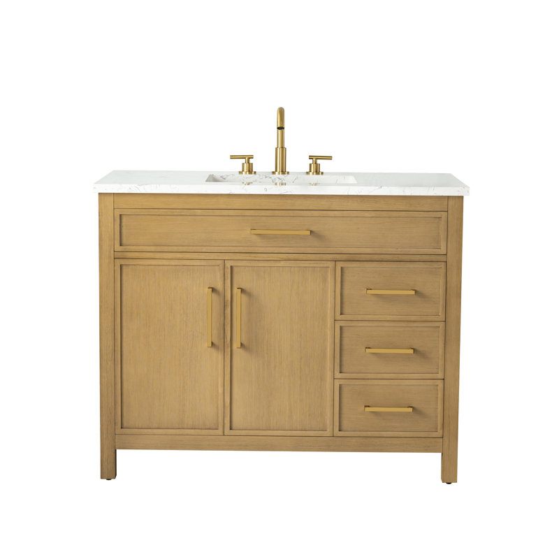 Reajean 42" Single Vanity, Sand/Brushed Bronze