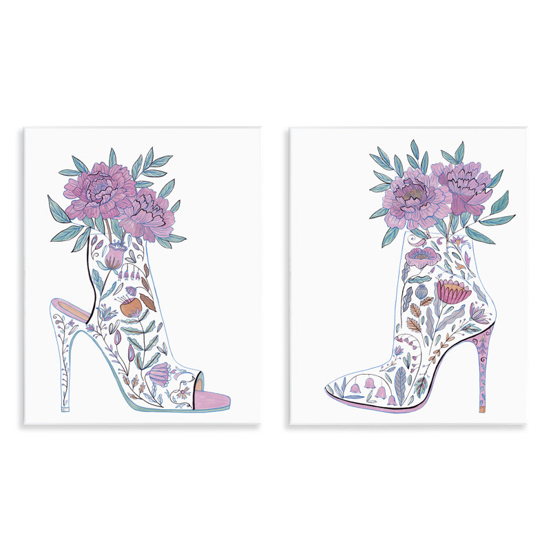Ensemble de 2 plaques murales florales à talons aiguilles par Melissa Wang