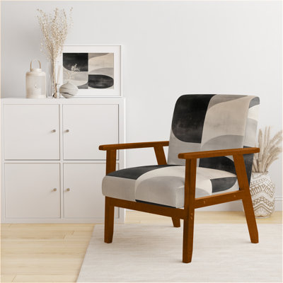 Chaise avec accoudoirs abstraite Mid-Century rembourrée Nordic Calm I