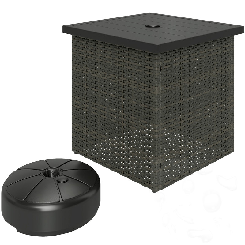 Patio Square Side Table With Umbrella Hole