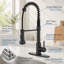 Matte Black Pull Down Kitchen Faucet with 4 Spraying Modes, Single Handle, Commercial Spring Design, 1 or 3 Hole Installation