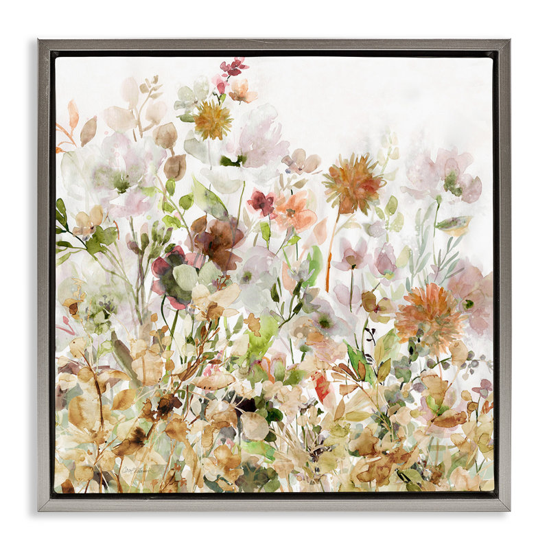 "Mixed Garden Florals", art mural encadré sur toile flottante par Carol Robinson, Cadre flottant gris lustré