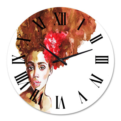 Portrait d'une femme afro-américaine VI - horloge murale moderne