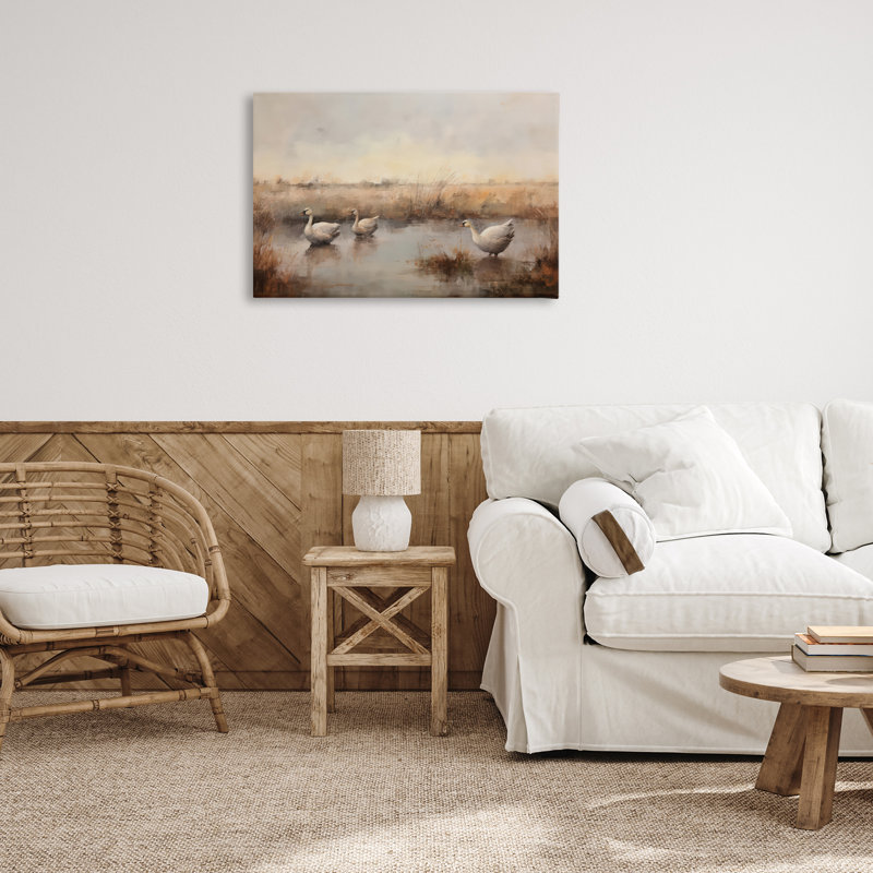 Art mural sur toile Swan Family, H 20 po x l 30 po