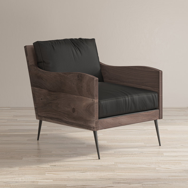Fauteuil en cuir fleur 31 po Brigit, Ardoise