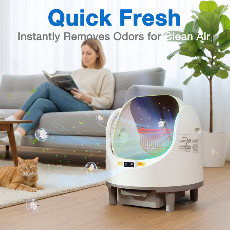 Automatic Cat Litter Box Deodorizer - Natural Plant Essential Oils, Universal Fit for Most Litter Boxes, Odor Eliminator & Sterilizing Function
