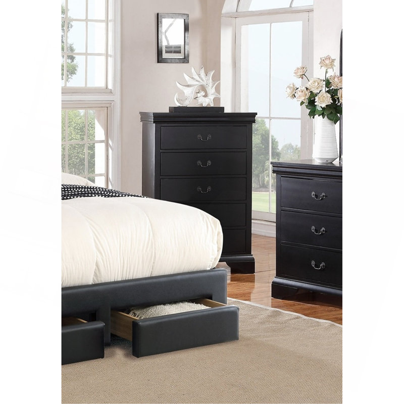 Élégante commode 1 pièce avec tiroirs de couleur noire