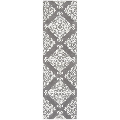 Bernon Hand Tufted Viscose/Wool Ikat Rug in Dark Gray