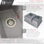 Évier de cuisine double cuve 60/40 en composite de granit gris, 27,25 po x 18,38 po, à encastrer ou à poser.-72769905