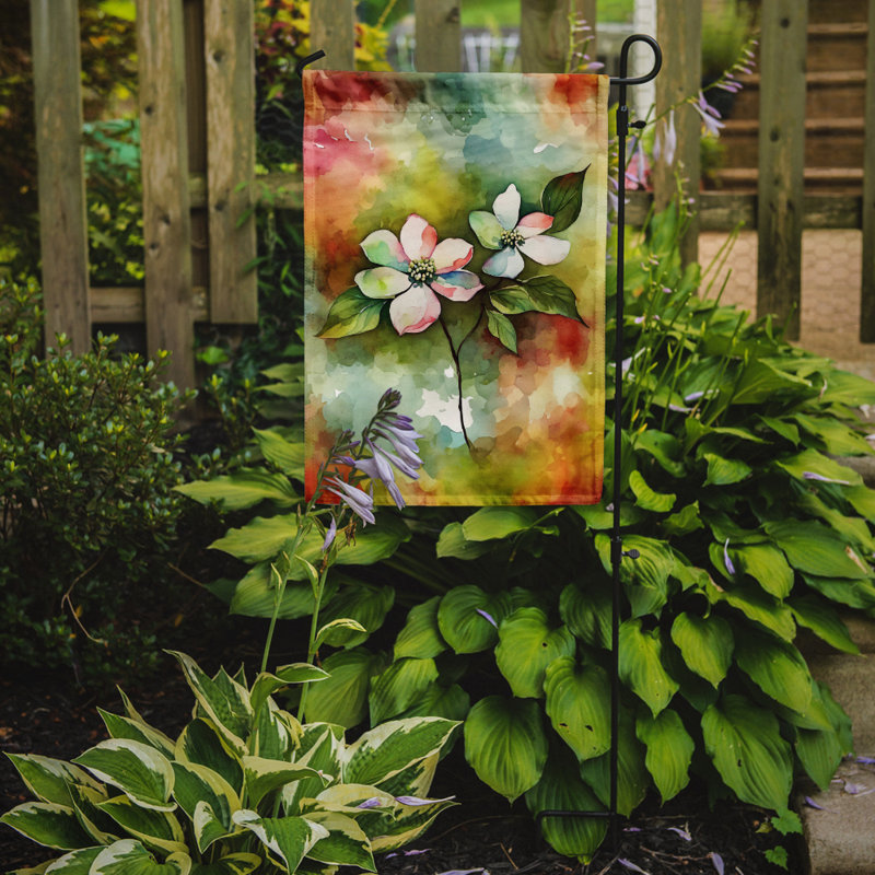 Virginia American Dogwood Watercolor Polyester Garden Flag